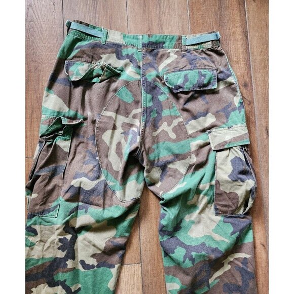 Vintage Army Military Draw String Distressed Worn Camo Cargo Pants Chinos - Picture 8 of 8